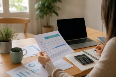Entrepreneur indépendant consultant des offres de mutuelle santé sur son ordinateur portable dans un espace de coworking